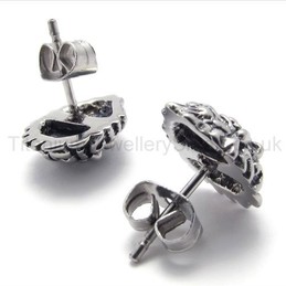 With Red-eyes Lion Retro Titanium Earrings 20344