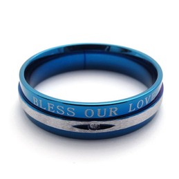 Rhinestone Blue Titanium Ring 20675