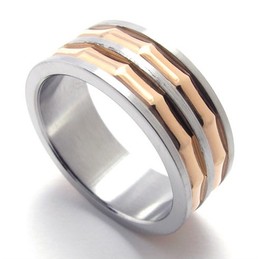 Coffee Gold Accent Titanium Ring 20809