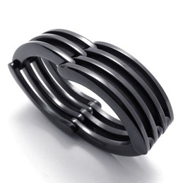 Black Puzzle Titanium Ring 20396