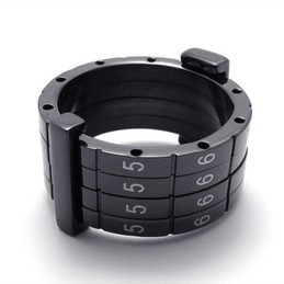Black Puzzle Code Lovers Titanium Ring 20687