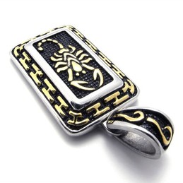 Gold Scorpion Dog Tag Titanium Pendant 20437