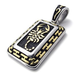 Gold Scorpion Dog Tag Titanium Pendant 20437