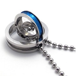 Blue Accent Multiple Rings Lovers Titanium Pendant 20967