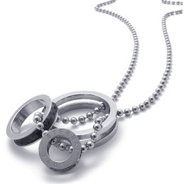 Black Accent Multiple Rings Lovers Titanium Pendant 20968