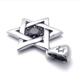 Titanium Lucky Star Pendant with Black Zircon 21334