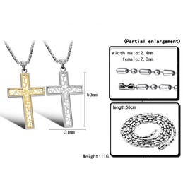 Titanium Gold and Silver Hollow Cross Lovers Pendants and Free Chains C709