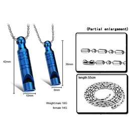 Titanium Blue Whistle Lovers Pendants with Free Chains C205
