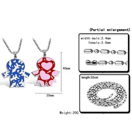 Titanium Blue and Red Kids Lovers Pendants with Free Chains C710