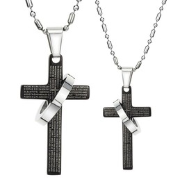Titanium Black Cross Lovers Pendants with Free Chains C287