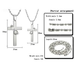 Titanium Silver Cross Pendants with Free Chains 136