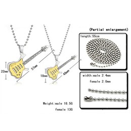 Titanium Gold Guitar Lovers Pendants with Free Chains C343