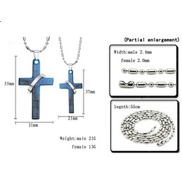 Titanium Blue Cross Bible Lovers Pendants with Free Chains C287