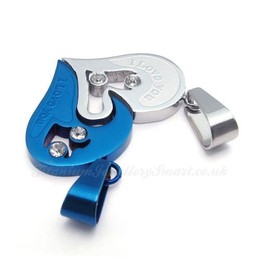 Blue Hearts Titanium Couples Pendant Necklace (Free Chain)(One Pair)