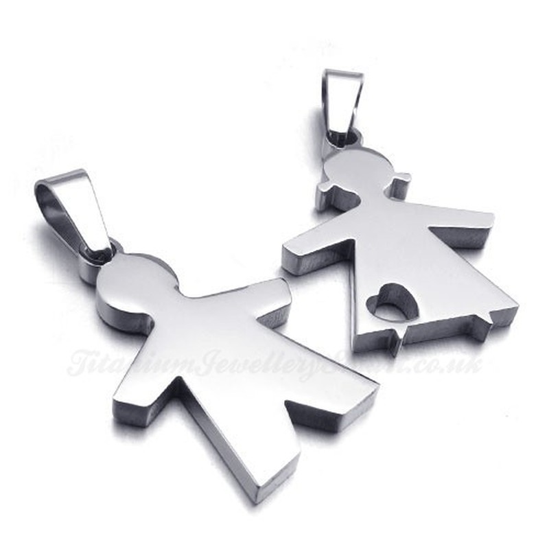 His And Her Titanium Couples Pendant Necklace  (Free Chain)(One Pair)