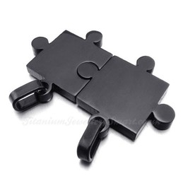 Titanium Black Couples Pendant Necklace Matching Set Gift (Free Chain)(One Pair)