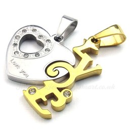 Fashion Titanium Couples Hearts Pendant Necklace (Free Chain)(One Pair)