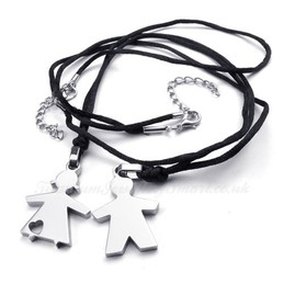 His & Hers Silver Titanium Pendant Necklace (Free Chain)(One Pair)