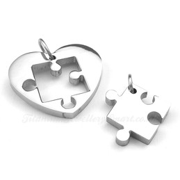 Titanium Couples Sign And Symbol Pendant Necklace (Free Chain)(One Pair)