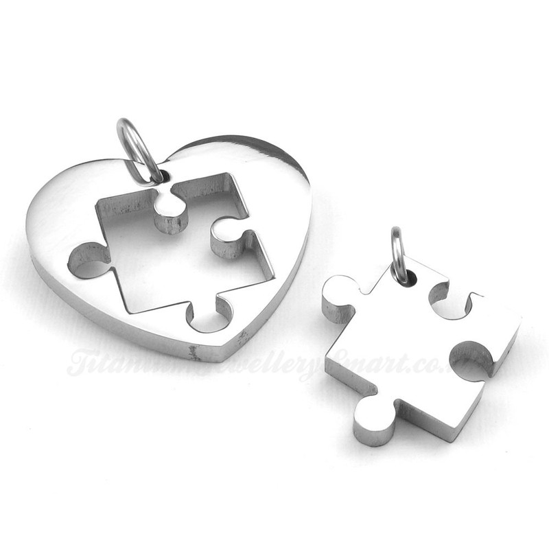 Titanium Couples Sign And Symbol Pendant Necklace (Free Chain)(One Pair)
