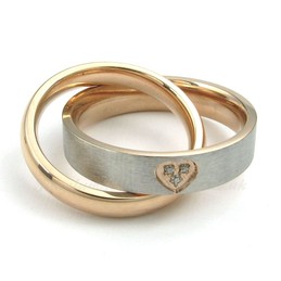 Titanium Couples Interlocking Rings Pendant Necklace (Free Chain)(One Pair)