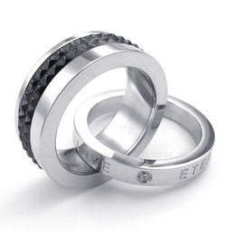 Titanium Lovers Interlocking Circles Pendant Necklace (Free Chain)(One Pair)
