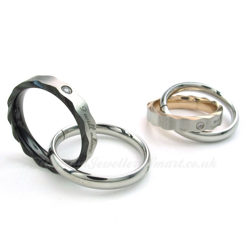 Double Color Titanium Couple Pendant Necklace (Free Chain)(One Pair)