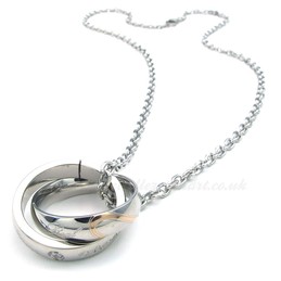 Couples Titanium Interlocking Circles Pendant Necklace (Free Chain)(One Pair)