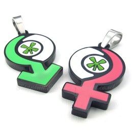 Boy And Girls Titanium Symbol Pendant Necklace (Free Chain)(One Pair)