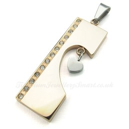 Double Color Titanium Hearts Couples Pendant Necklace (Free Chain)(One Pair)