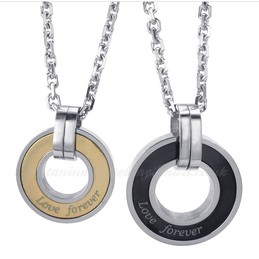 Titanium Circles Couples Pendant Necklace (Free Chain)(One Pair)
