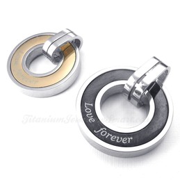 Titanium Circles Couples Pendant Necklace (Free Chain)(One Pair)
