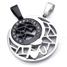 Titanium Moon And Stars Couples Pendant Necklace (Free Chain)(One Pair)