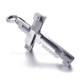 Men's Titanium Cross Pendant Necklace (Free Chain)