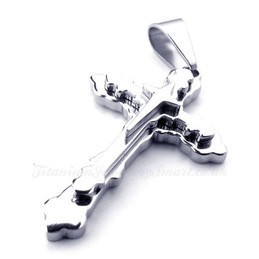 Three Tier Titanium Cross Pendant Necklace (Free Chain)