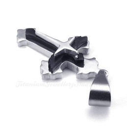There Fashion Titanium Cross Pendant Necklace (Free Chain)
