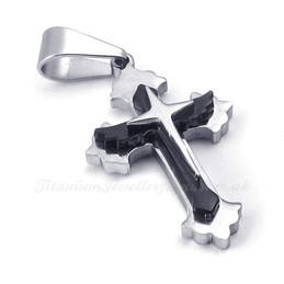 There Fashion Titanium Cross Pendant Necklace (Free Chain)