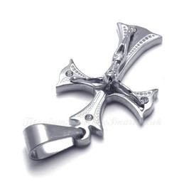 Women's Silver Titanium Cross Pendant Necklace (Free Chain)