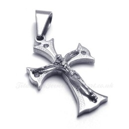 Women's Silver Titanium Cross Pendant Necklace (Free Chain)