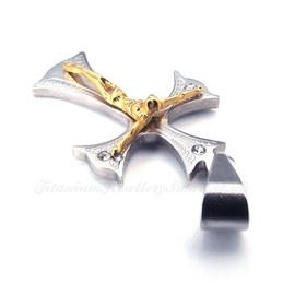 Women's Gold Titanium Cross Pendant Necklace  (Free Chain)