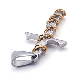 Titanium Cross Pendant Necklace With Gold Chain (Free Chain)