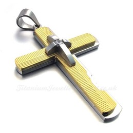 Three Fashion Titanium Cross Pendant Necklace (Free Chain)