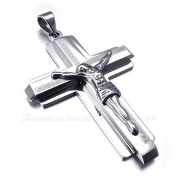 Jesus Titanium Cross Pendant Necklace (Free Chain)