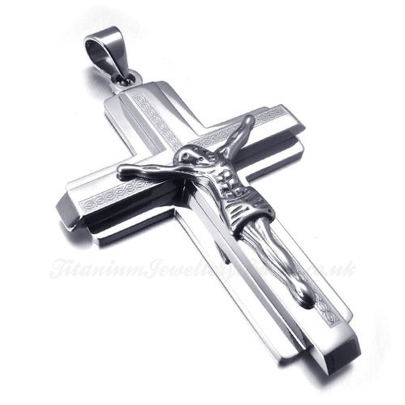 Jesus Titanium Cross Pendant Necklace (Free Chain)