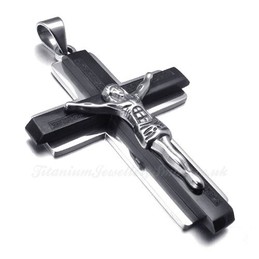 Jesus Titanium Cross Pendant Necklace (Free Chain)