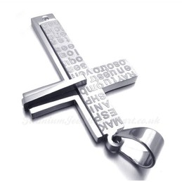 English Alphabet Titanium Cross Pendant Necklace (Free Chain)