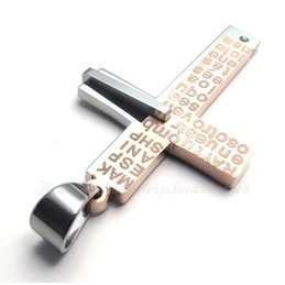 English Alphabet Titanium Cross Pendant Necklace (Free Chain)