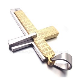 English Alphabet Titanium Cross Pendant Necklace (Free Chain)