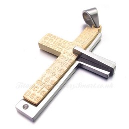 English Alphabet Titanium Cross Pendant Necklace (Free Chain)
