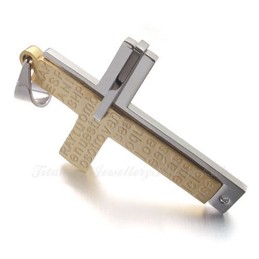 English Alphabet Titanium Cross Pendant Necklace (Free Chain)